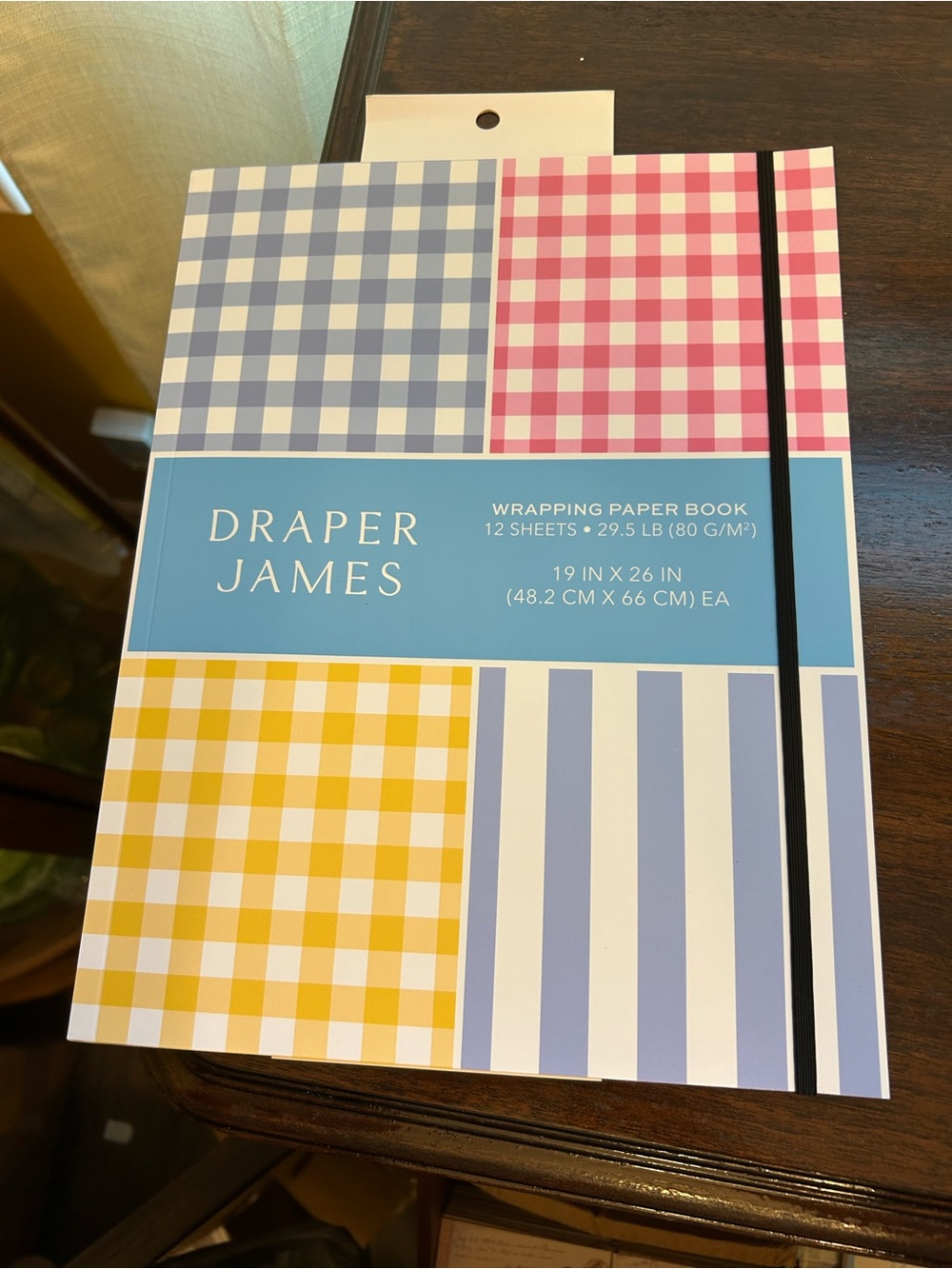 Draper James Pink and Blue Gingham & Stripe Wrapping Paper Book 12 Sheets NWT